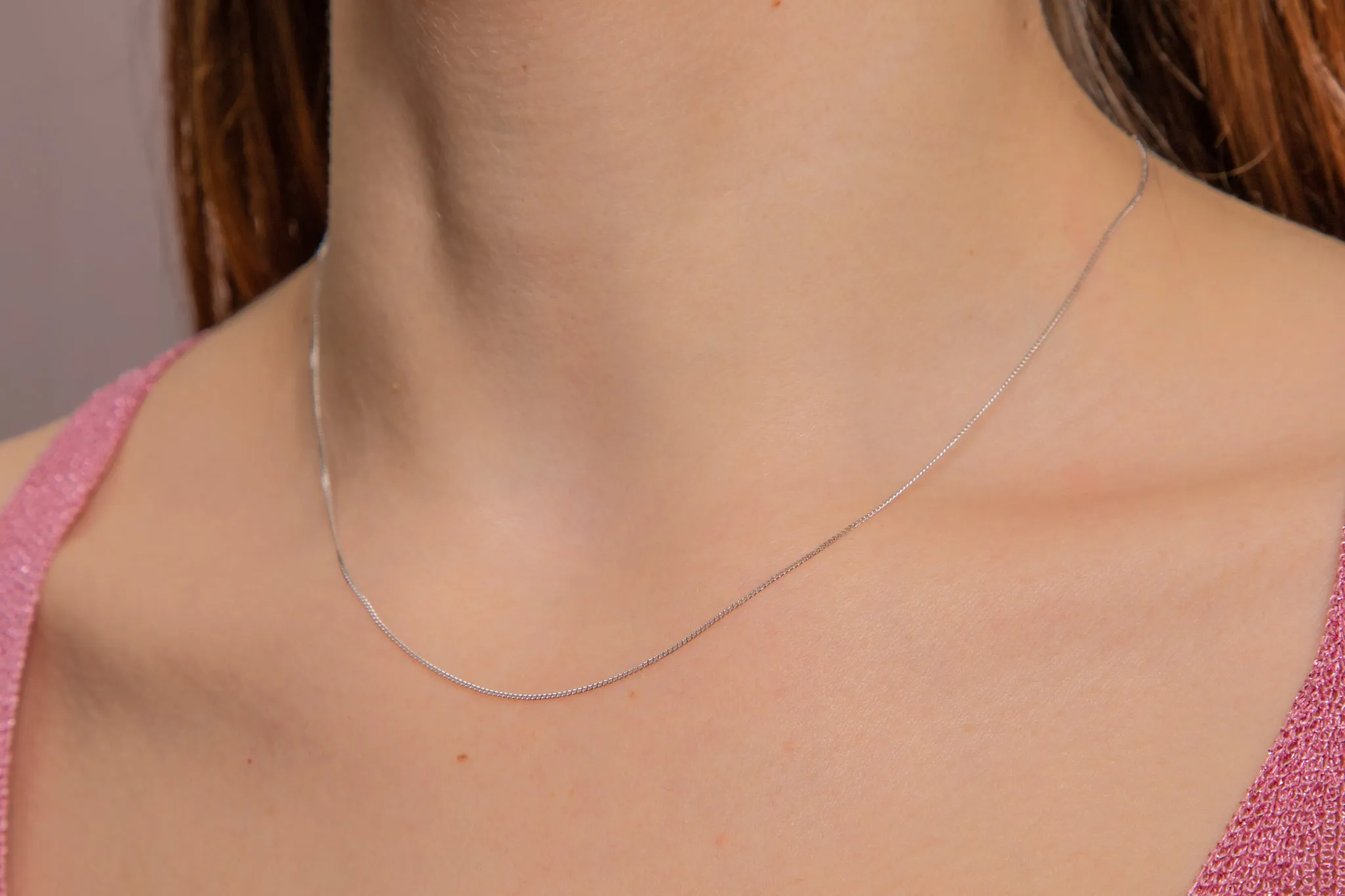 16" 9ct White Gold Skinny Pendant Chain