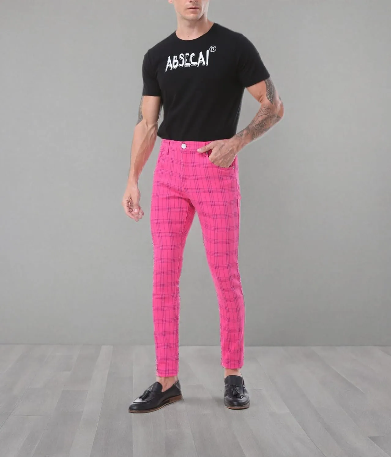 ABSECAI Mens Jeans Pants Skinny Slim Fit Comfy Fashion Denim Stretch Fit
