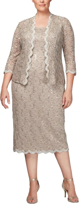 Alex Evenings Women's Plus Size Lace Jacket Dress