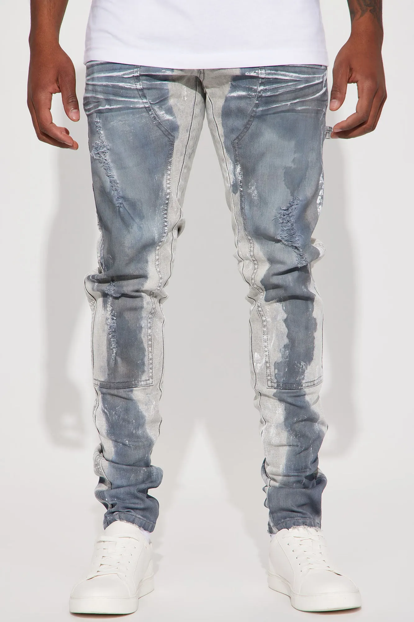 All The Work Stacked Skinny Carpenter Jeans - Grey