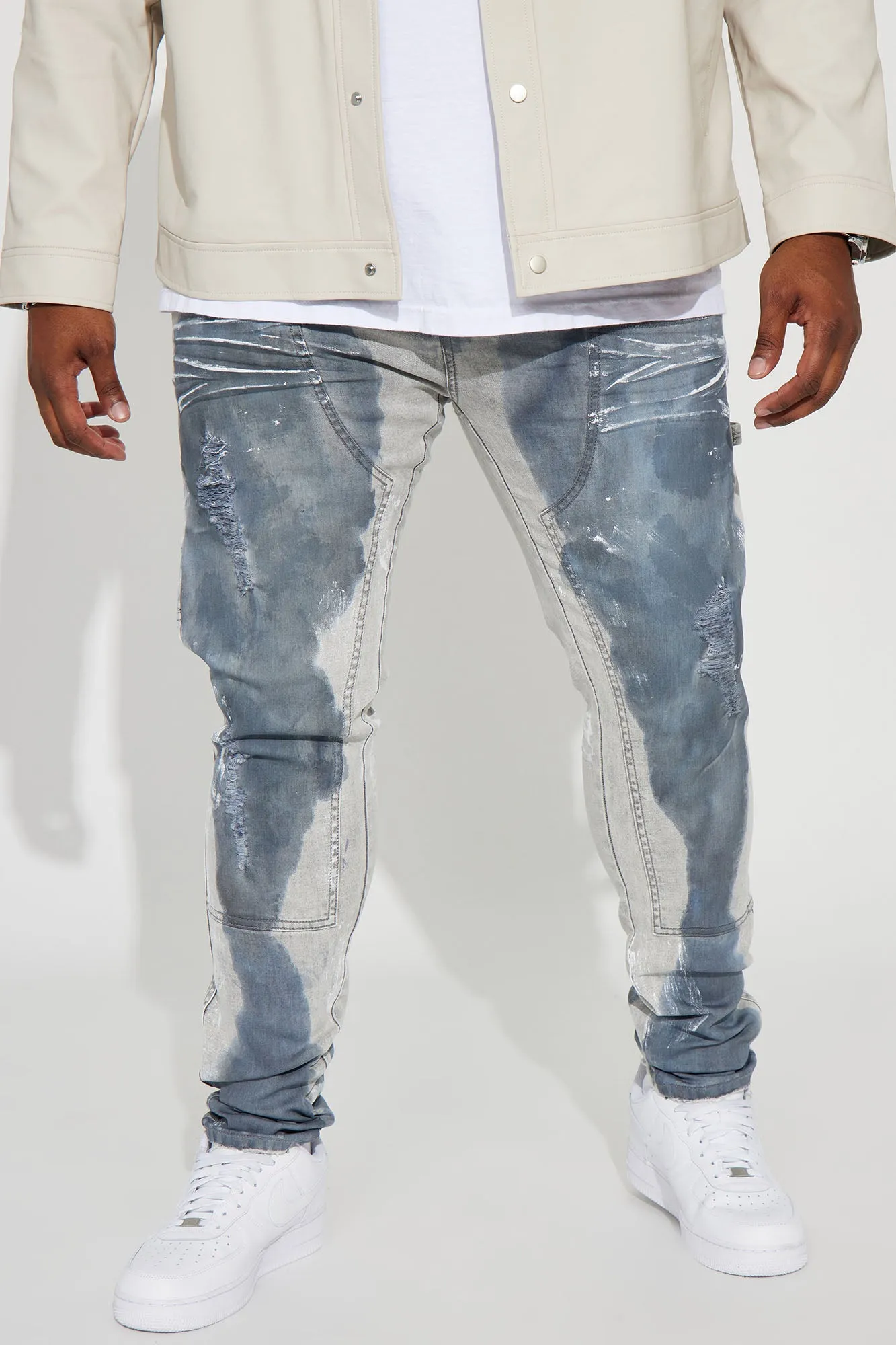 All The Work Stacked Skinny Carpenter Jeans - Grey