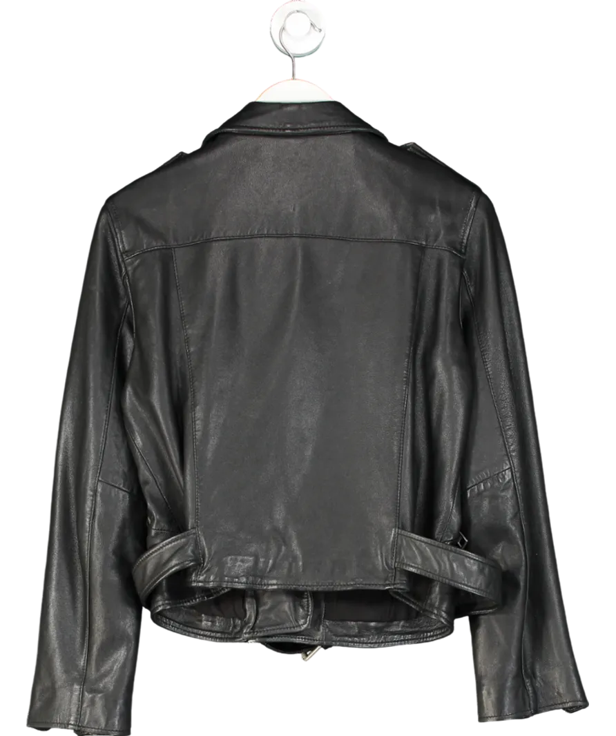 Allsaints Black Balfern Leather Biker Jacket UK 14