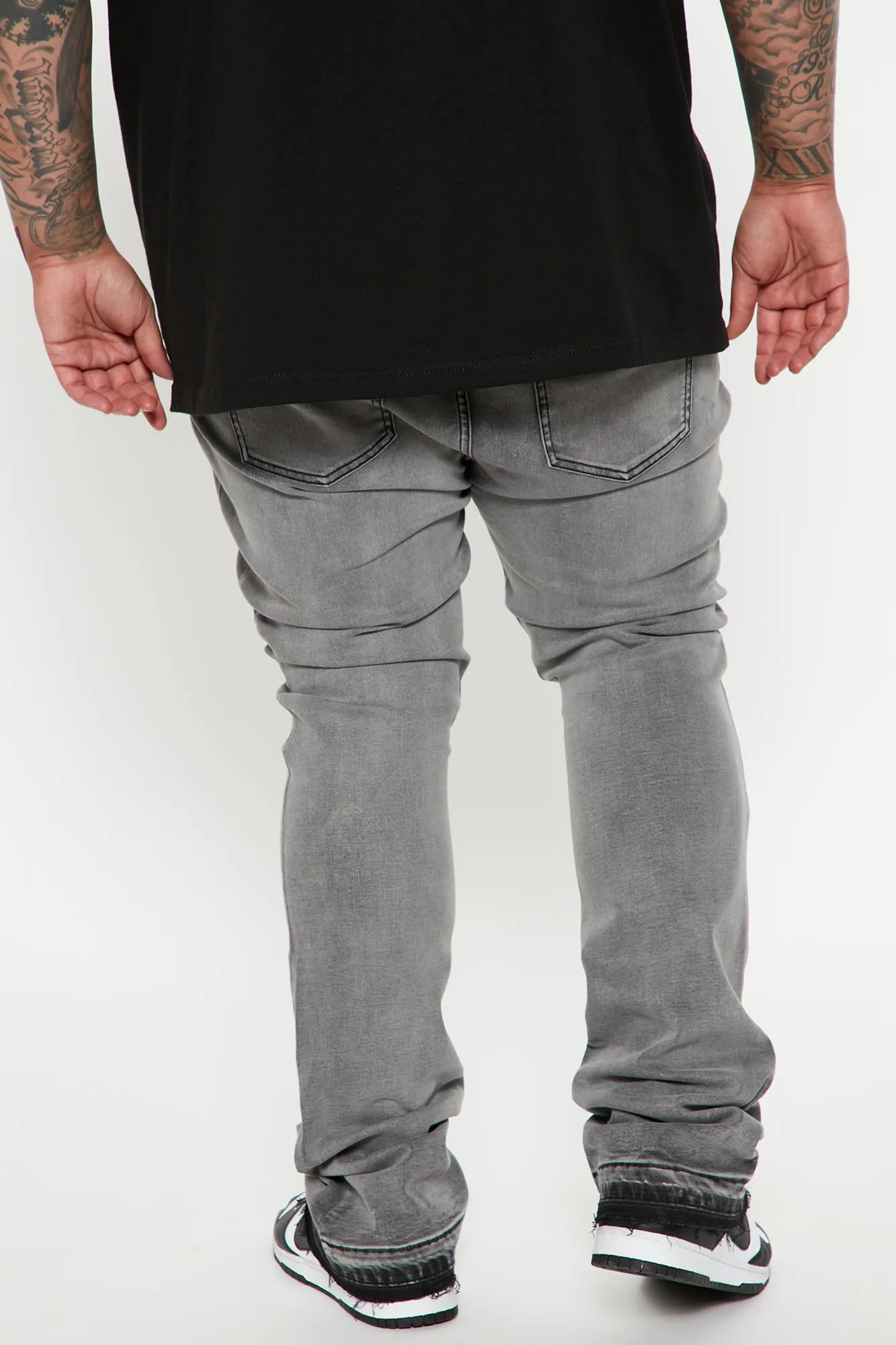 Another One Stacked Skinny Flared Jeans - Grey