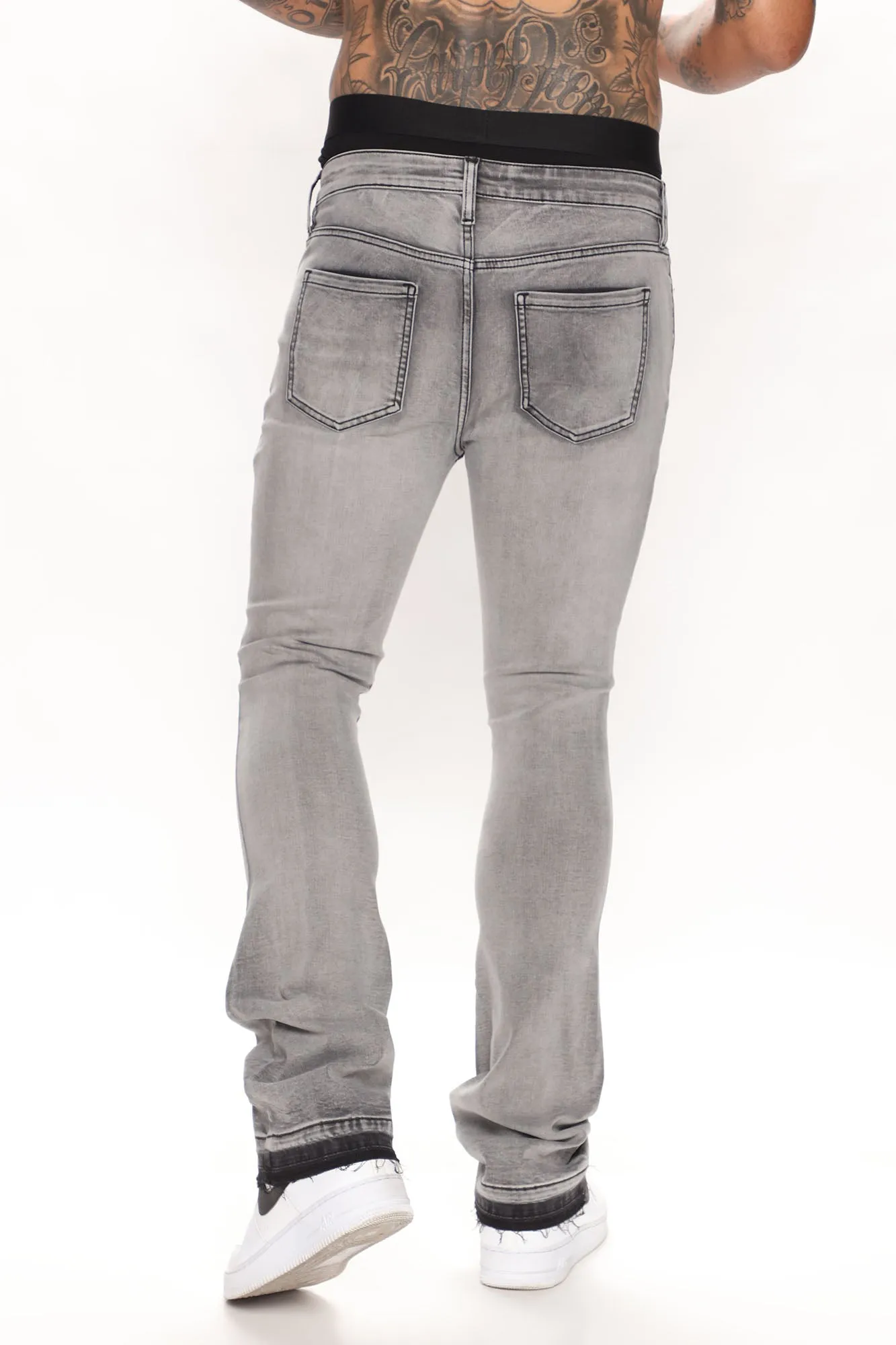 Another One Stacked Skinny Flared Jeans - Grey