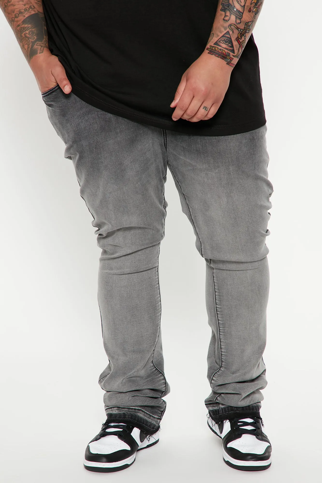 Another One Stacked Skinny Flared Jeans - Grey