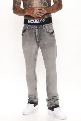 Another One Stacked Skinny Flared Jeans - Grey