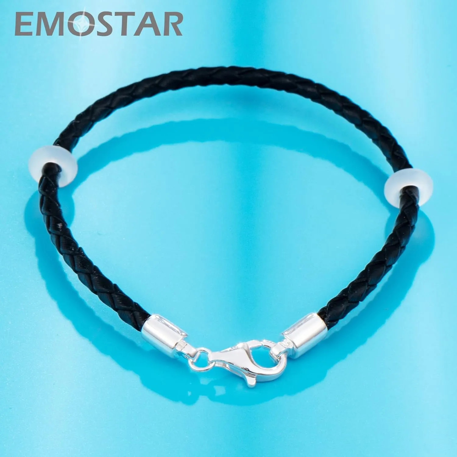 Black and Red Braided Leather Bracelet for Women/Men, Woven Genuine Leather Cord Bracelets with 925 Silver Lobster Clasp and Rubber Rings, Personalized for Mothers Day/Christmas Gifts Jewelry Making