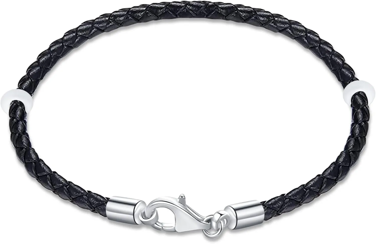 Black and Red Braided Leather Bracelet for Women/Men, Woven Genuine Leather Cord Bracelets with 925 Silver Lobster Clasp and Rubber Rings, Personalized for Mothers Day/Christmas Gifts Jewelry Making