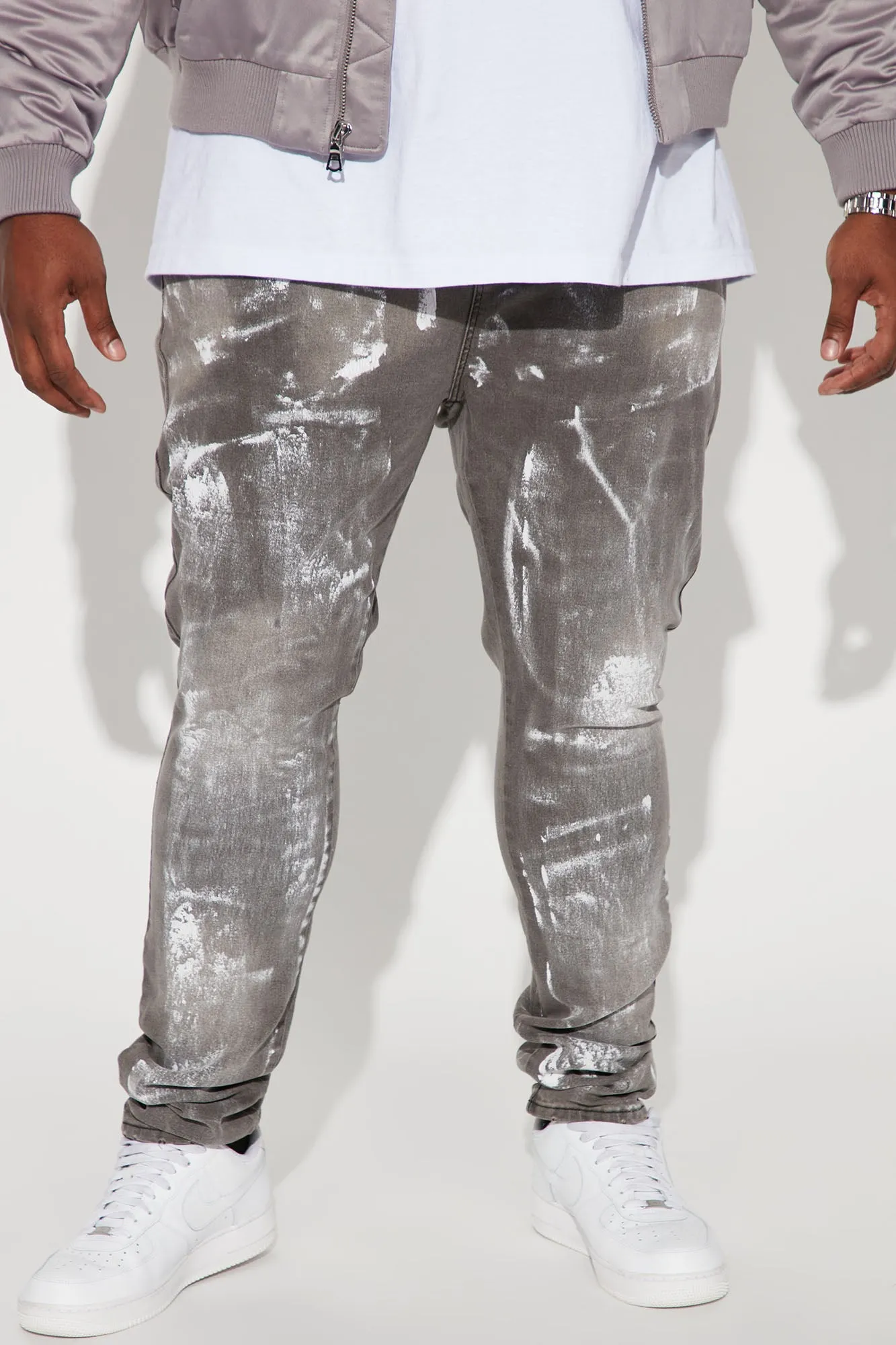 Bleach Me Up Stacked Skinny Jeans - Grey/combo
