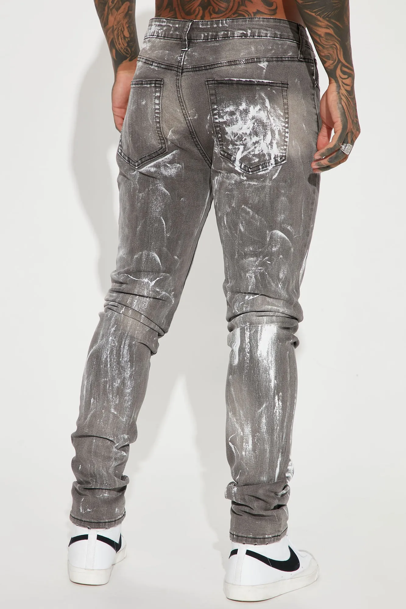 Bleach Me Up Stacked Skinny Jeans - Grey/combo