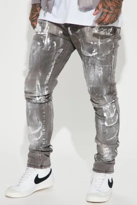 Bleach Me Up Stacked Skinny Jeans - Grey/combo