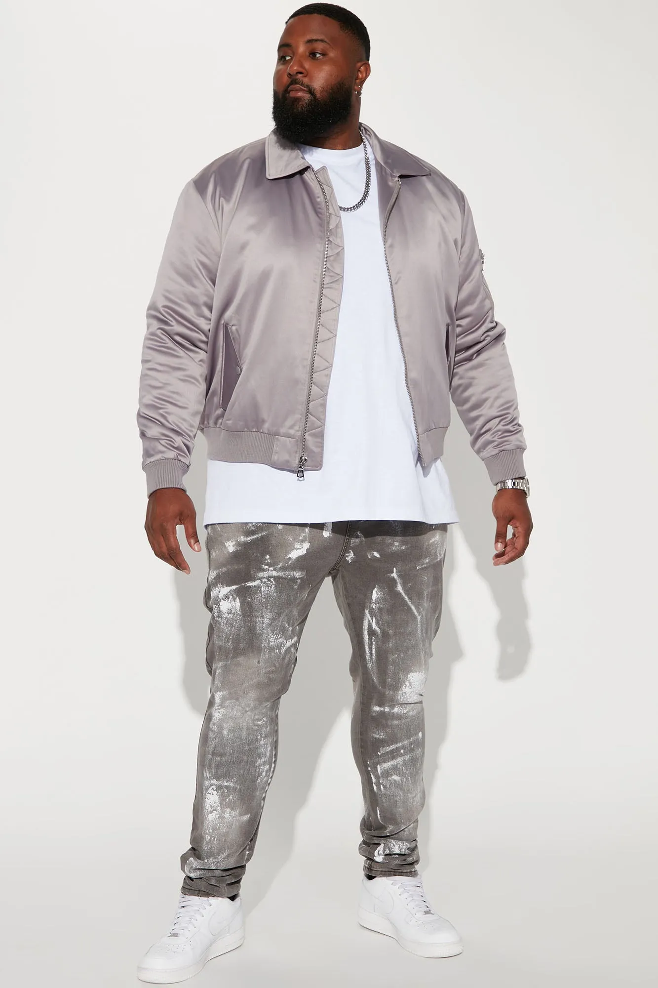 Bleach Me Up Stacked Skinny Jeans - Grey/combo