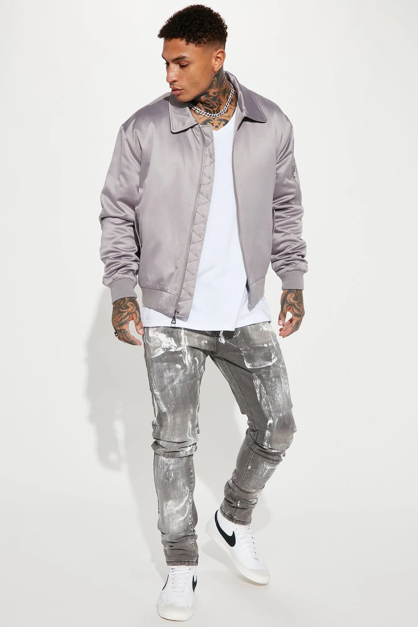 Bleach Me Up Stacked Skinny Jeans - Grey/combo