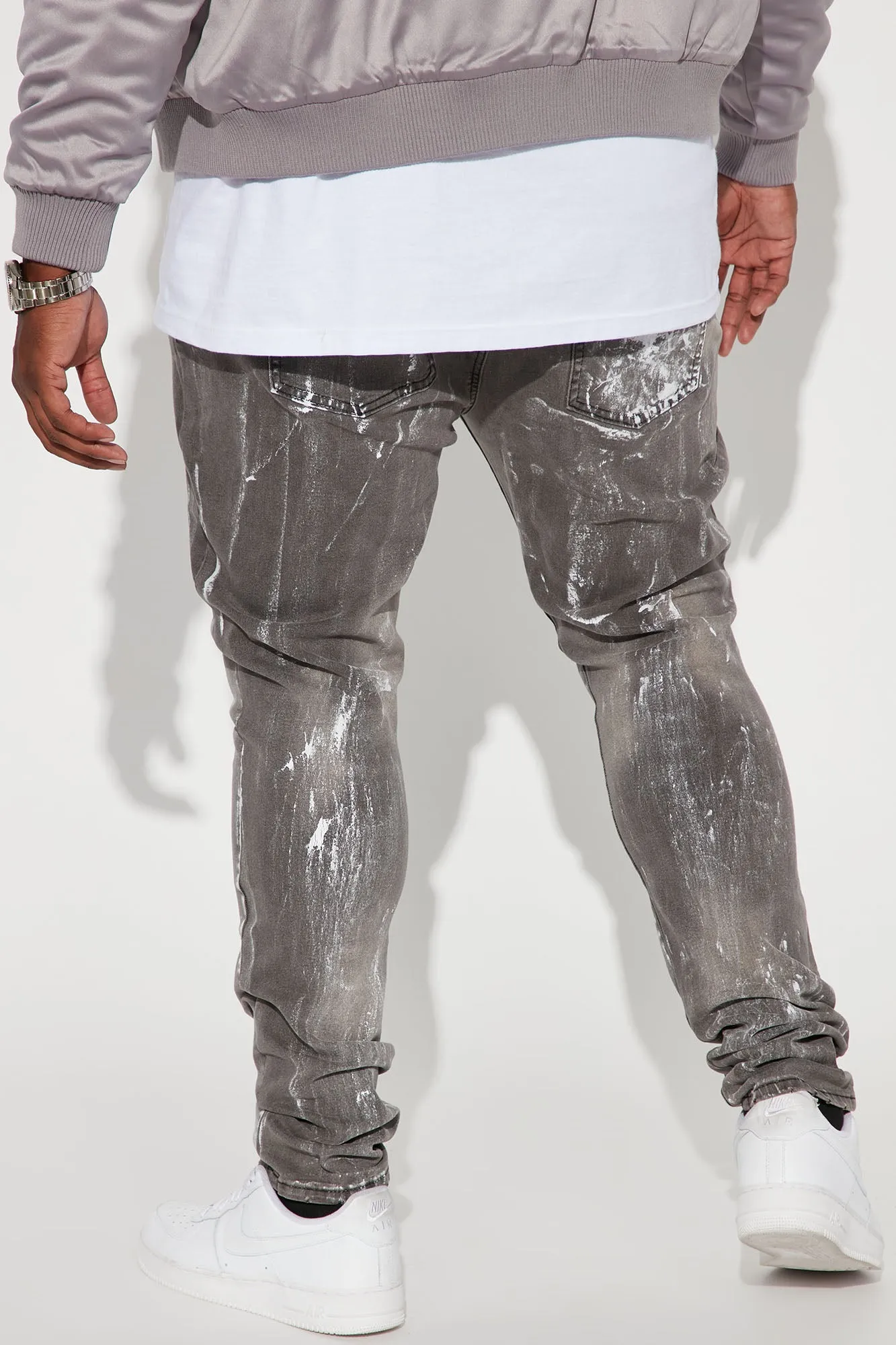 Bleach Me Up Stacked Skinny Jeans - Grey/combo