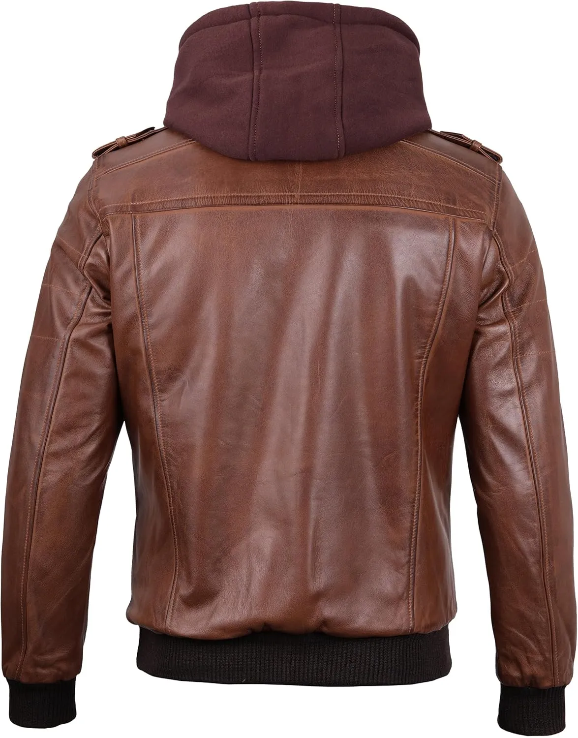 Blingsoul Leather Bomber Jackets For Men - Real Lambskin Mens Leather Jacket With Hood