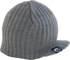 Born to Love Knuckleheads Gray Boy's Baby Visor Beanie Hat with Stripes Detail