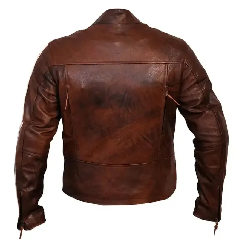 Cafe Racer Stripes Design Leather Jacket