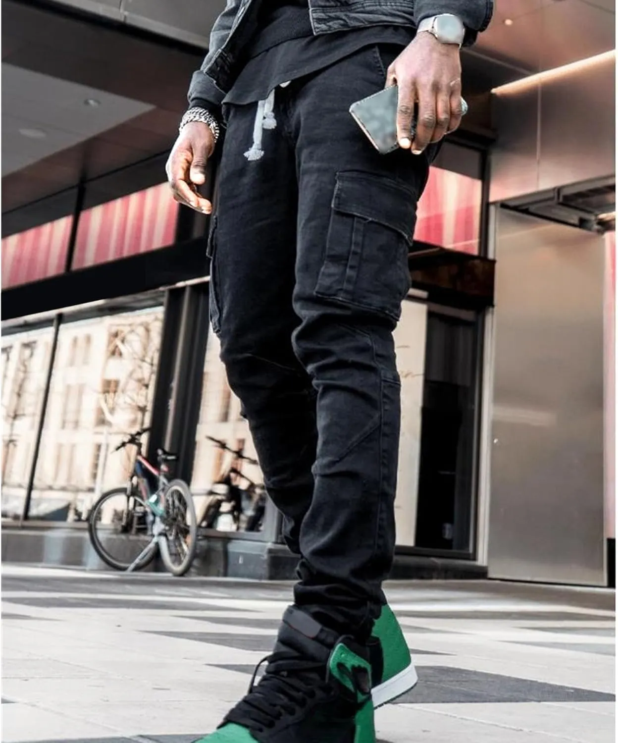 Cargo Jeans for Men Jogger Slim Fit Stretch Skinny Jean Straight Leg Comfort Flex Waist Pants Summer Trend Trouser