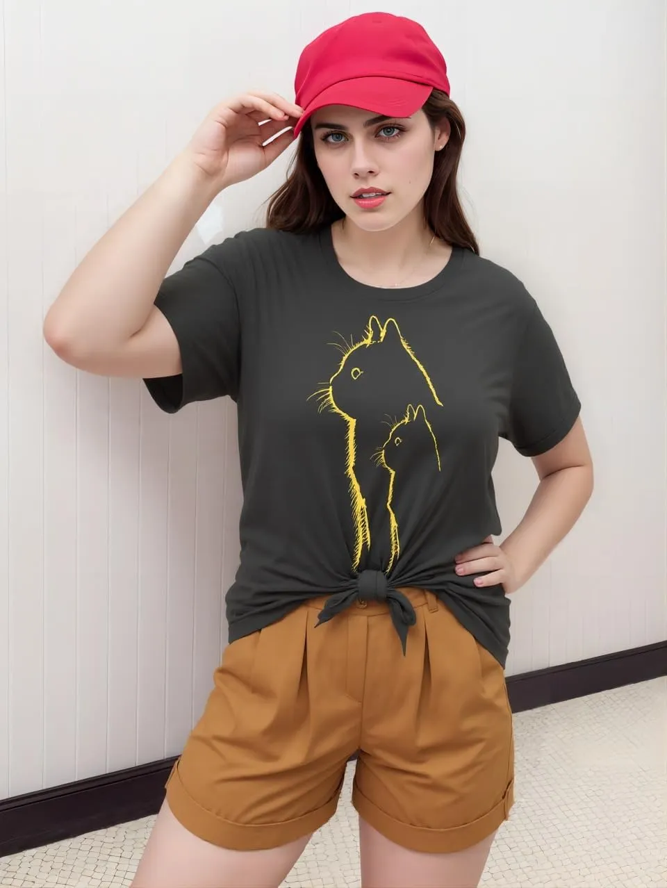 Cat for Women Tshirts Funny Black Cat Graphic Casual Cat Crewneck Holiday Vintage Graphic Tees Casual Tops