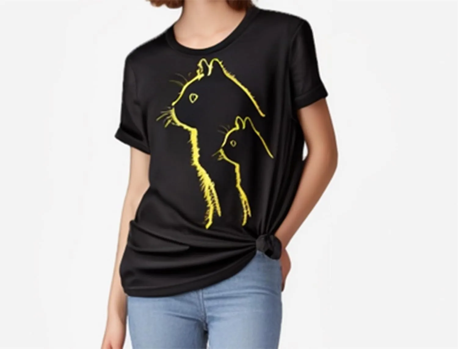 Cat for Women Tshirts Funny Black Cat Graphic Casual Cat Crewneck Holiday Vintage Graphic Tees Casual Tops