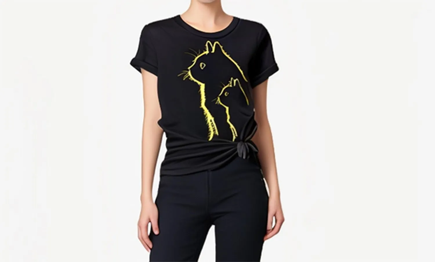 Cat for Women Tshirts Funny Black Cat Graphic Casual Cat Crewneck Holiday Vintage Graphic Tees Casual Tops