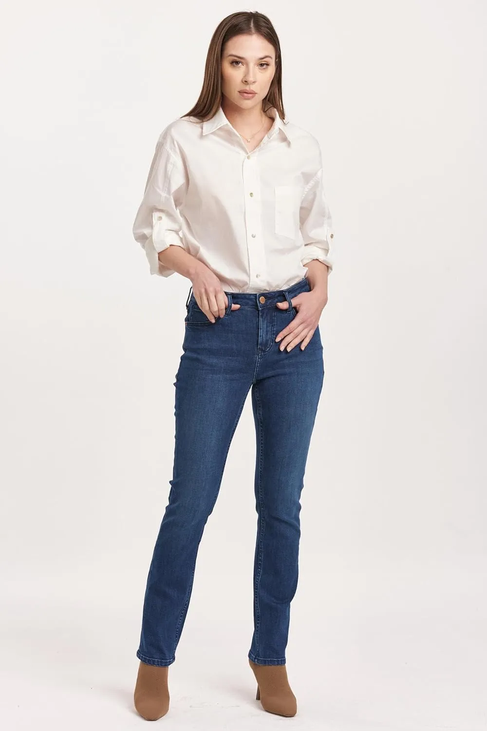 DEAR JOHN Blaire Womens Straight Leg Jeans Mid Rise Ankle Inseam