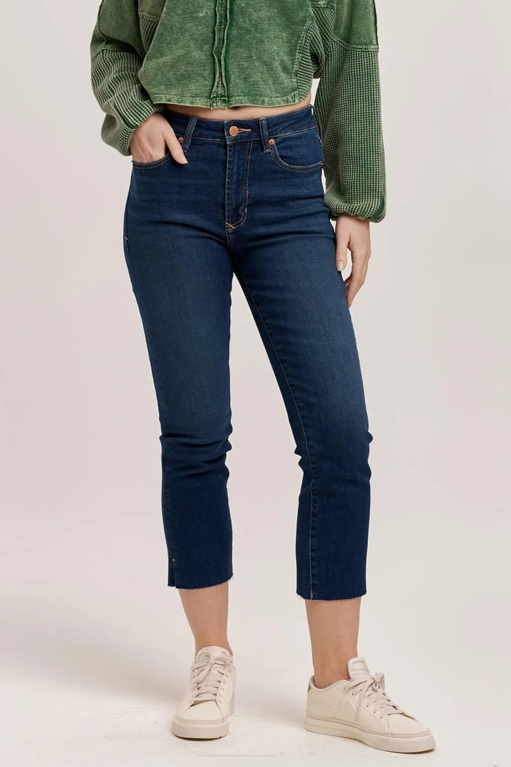 DEAR JOHN Frankie Women's Jeans Straight Fit Cropped High Rise