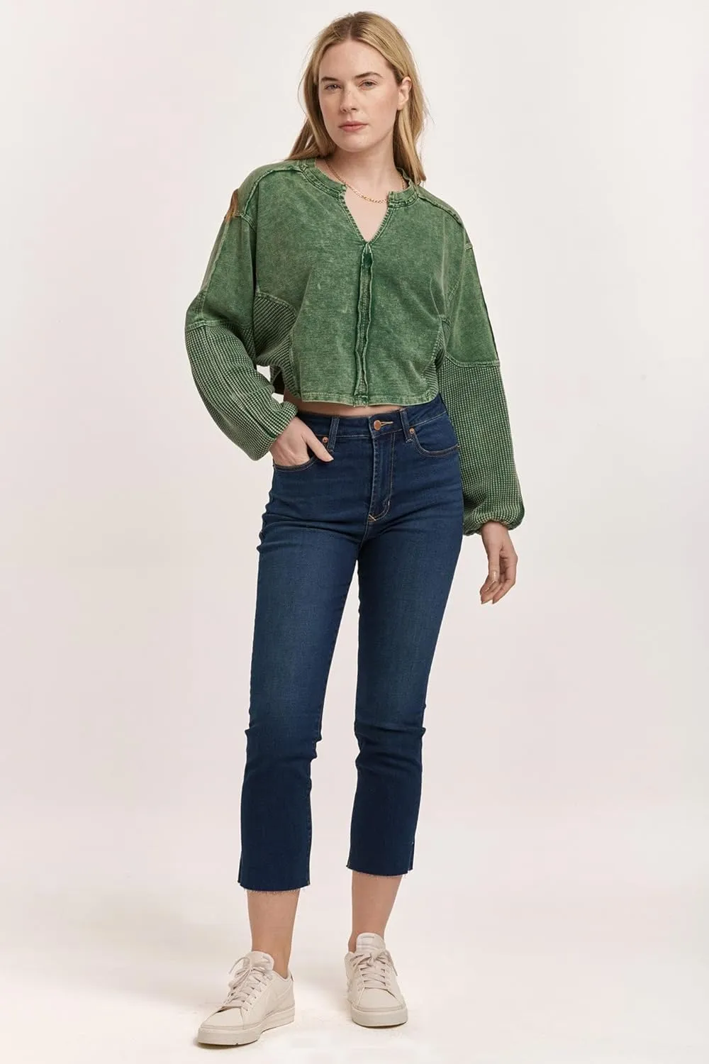 DEAR JOHN Frankie Women's Jeans Straight Fit Cropped High Rise