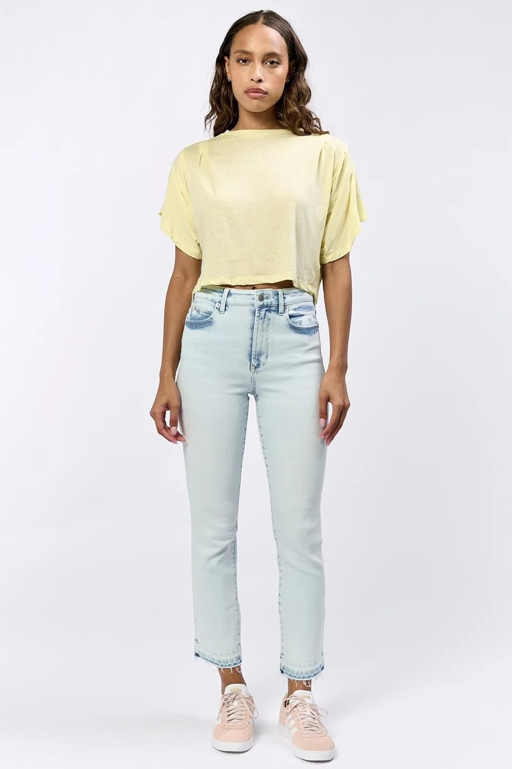 DEAR JOHN Frankie Women's Jeans Straight Fit Cropped High Rise