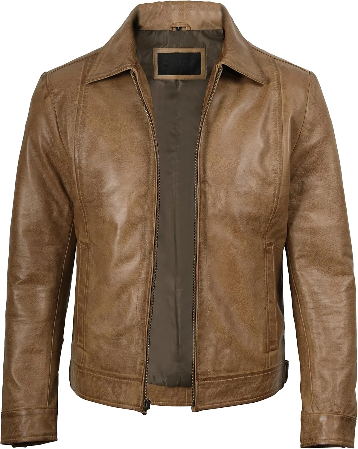 Decrum Mens Leather Jacket - Real Lambskin Classic Vintage Style Leather Jackets For Men