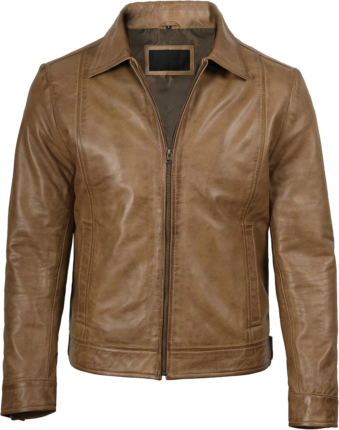 Decrum Mens Leather Jacket - Real Lambskin Classic Vintage Style Leather Jackets For Men