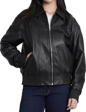 Decrum Oversized Leather Jacket Women - Trendy Real Lambskin Womens Leather Jacket