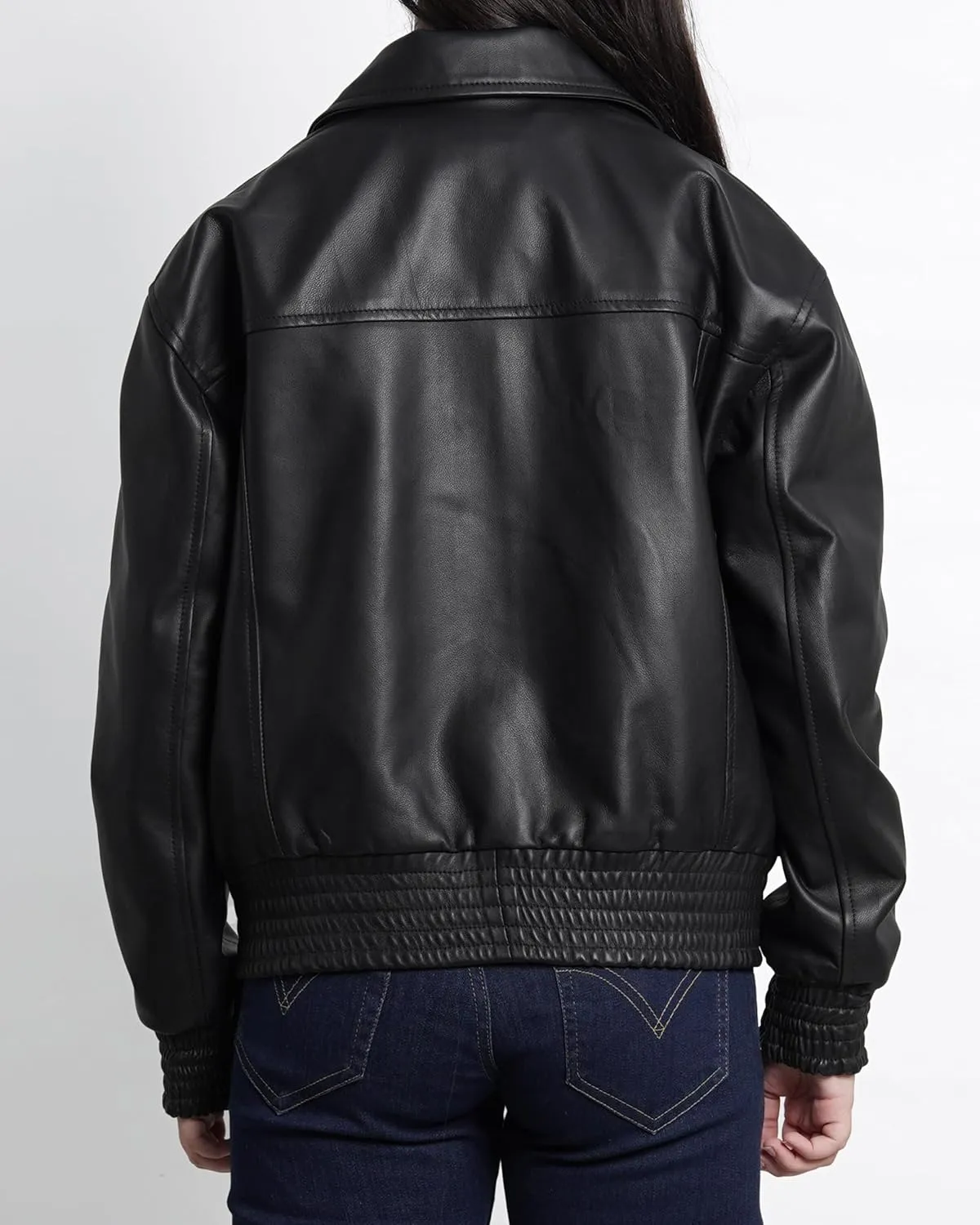 Decrum Oversized Leather Jacket Women - Trendy Real Lambskin Womens Leather Jacket