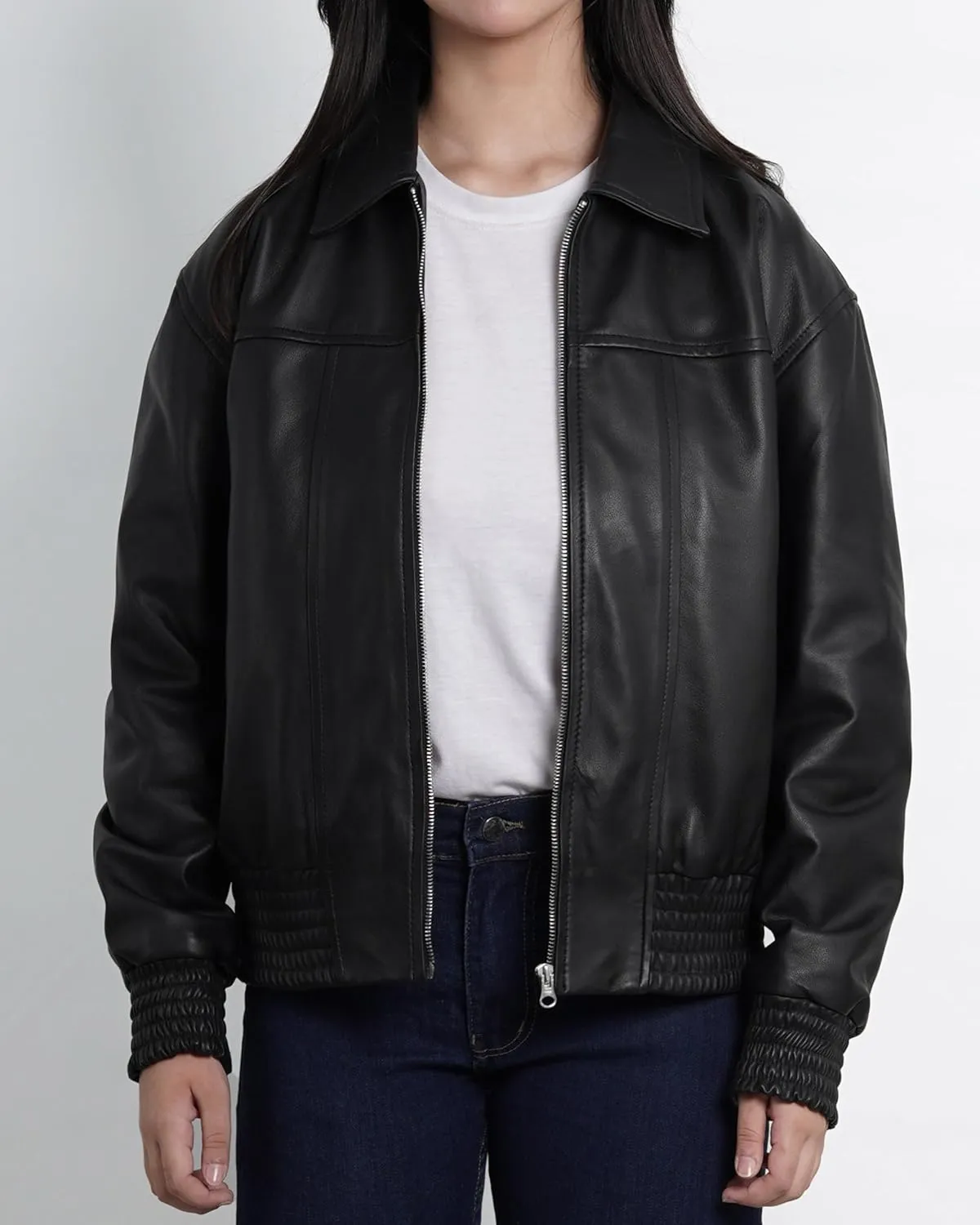 Decrum Oversized Leather Jacket Women - Trendy Real Lambskin Womens Leather Jacket