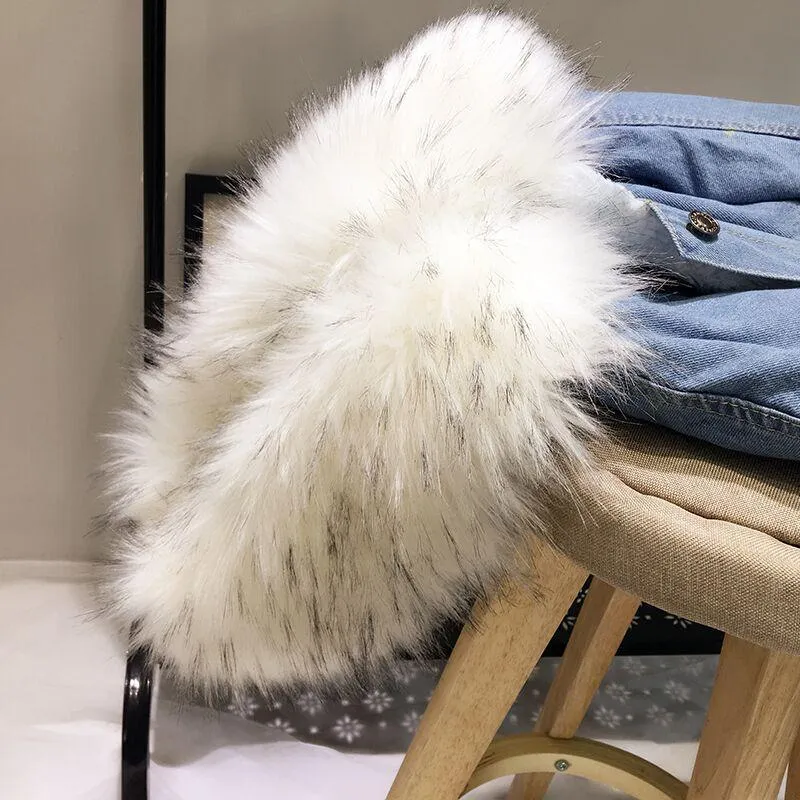 Denim Jean Pink White Faux Fur Hood Outwear Jacket