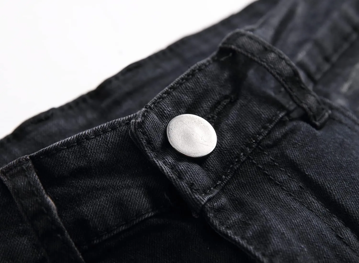Denim Jeans for Men Slim Fit Ripped Stretch Skinny Distressed Stacked Straight Leg Moto Biker Pants