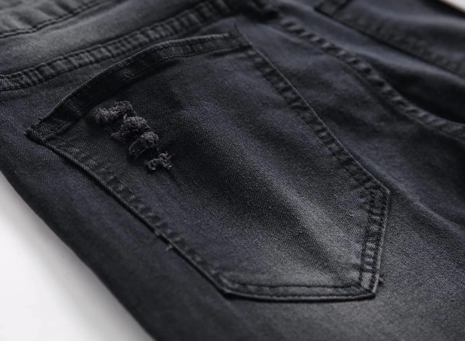 Denim Jeans for Men Slim Fit Ripped Stretch Skinny Distressed Stacked Straight Leg Moto Biker Pants