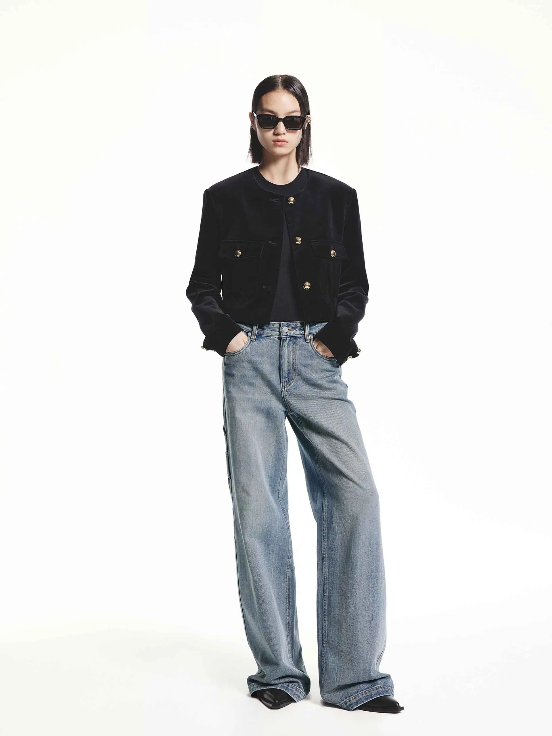 Drawstring Detail Straight Jeans