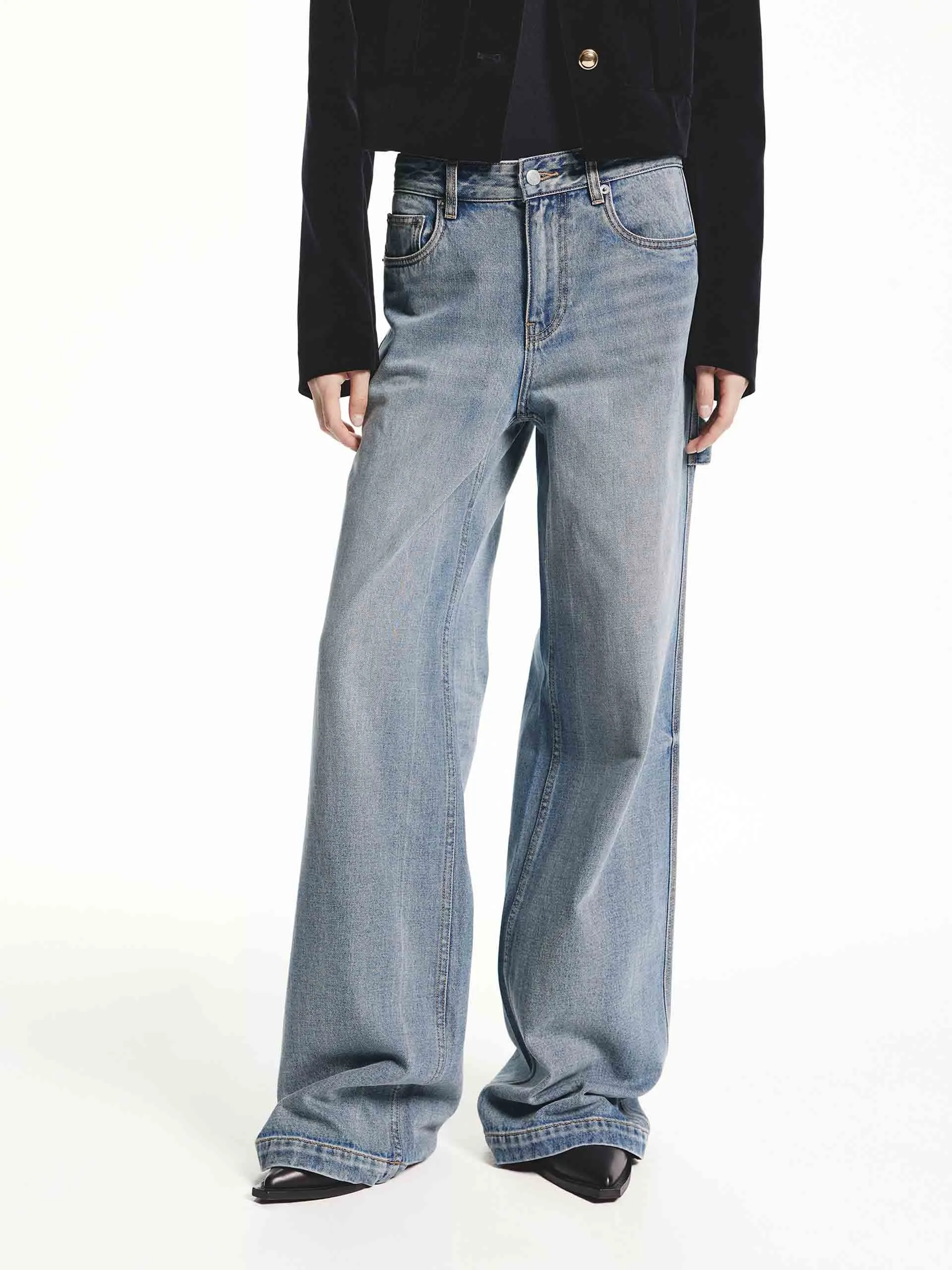 Drawstring Detail Straight Jeans