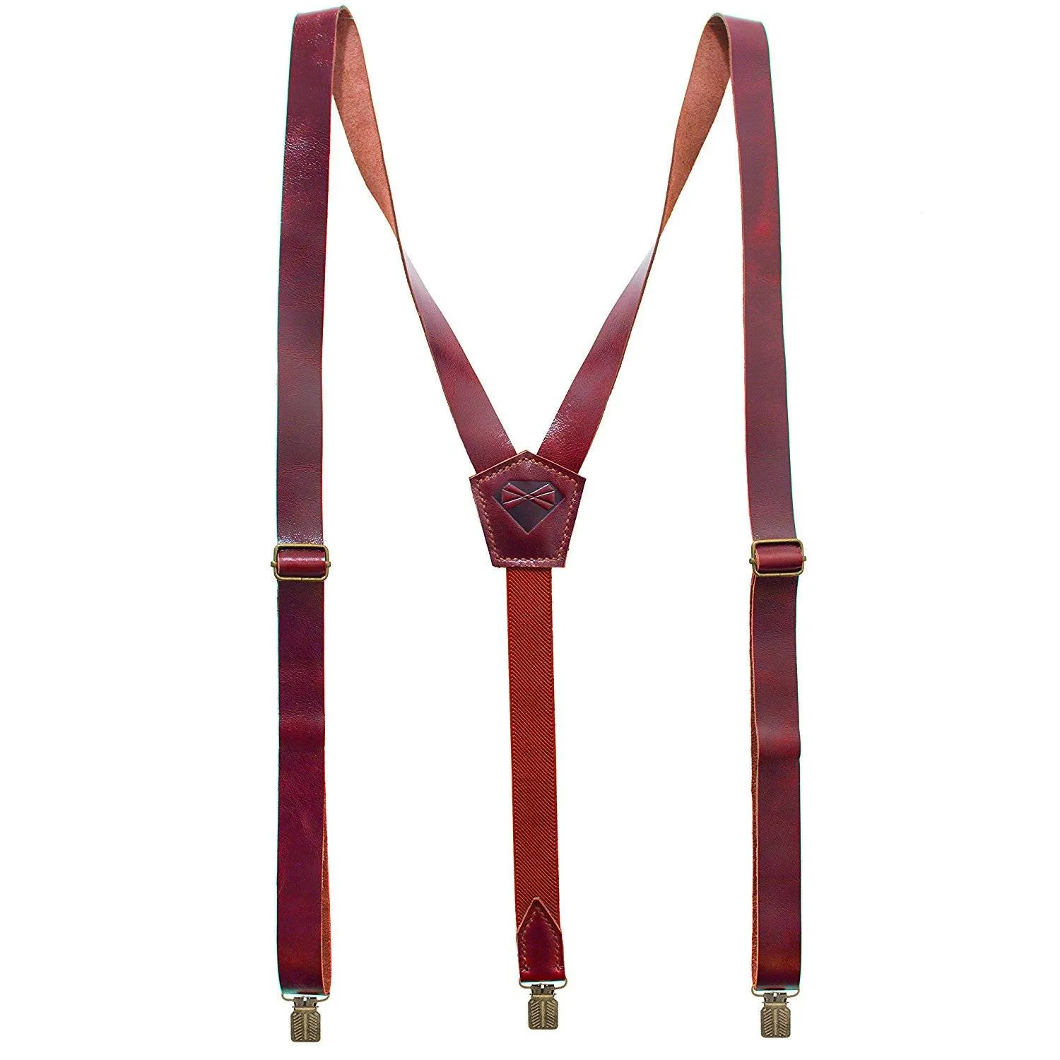 Glossy Red Leather Suspenders