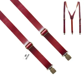 Glossy Red Leather Suspenders