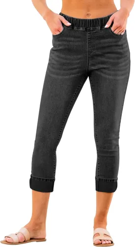 GRAPENT Pull On Jeans for Women High Waisted Skinny Capri Pants Trendy Stretch Denim Cropped Jeans Crop Jeggings Capris