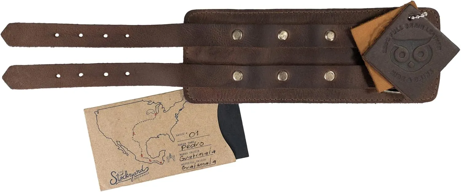 Hide & Drink, Stylish Wrist Wallet Cuff, Wristband with Secret Pouch, Cash Holder, Money Organizer, Full Grain Leather, Handmade, Bourbon Brown