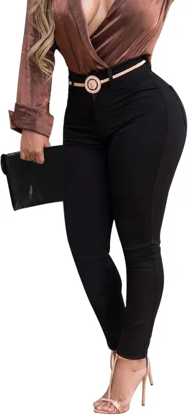 KUNMI Womens Curvy High Waist Stretch Butt Lifting Skinny Colombian Jeans