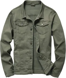 LAMKUKU Mens Denim Jacket Ripped Slim Jean Jacket Coat for Men