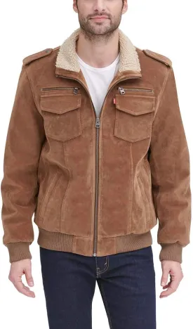 Levi's Mens Faux Leather Aviator Bomber Jacket (Regular & Big & Tall Sizes)