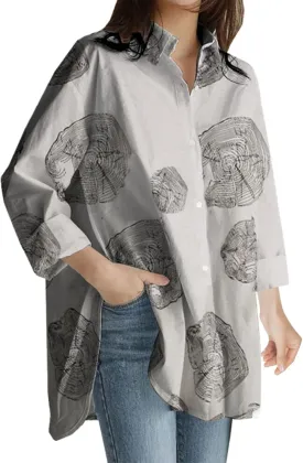 Linen Shirts for Women Casual Loose Solid Color Long Sleeve Stand Collar Shirt Beach Cover Ups for Women White Dress