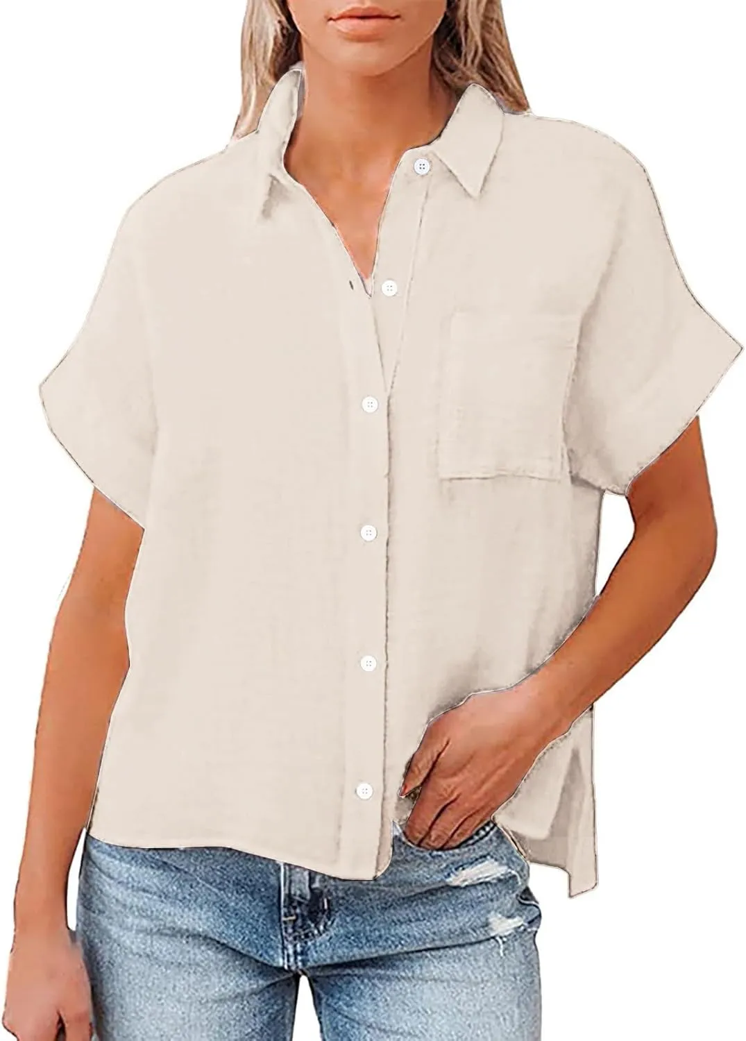 Linen Shirts for Women Print Natural Autumn Fragrant Fabric Shirt Blue Shirts for Women Oversized Button Down Shirts