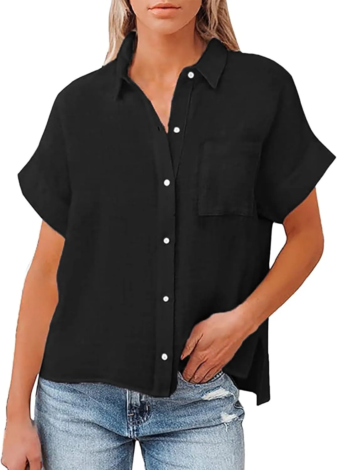 Linen Shirts for Women Print Natural Autumn Fragrant Fabric Shirt Blue Shirts for Women Oversized Button Down Shirts