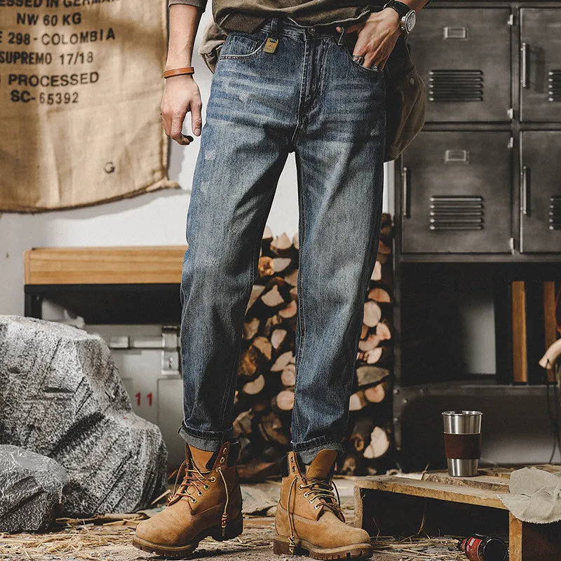 Loose-fit Straight-leg Stonewashed Jeans Pants